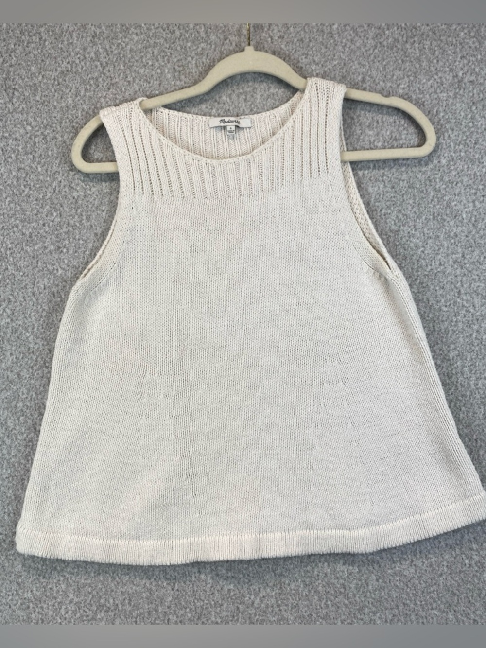 Madewell Sweater Tank Womens Small Cream Knit Cotton A-line High Neck Boho West